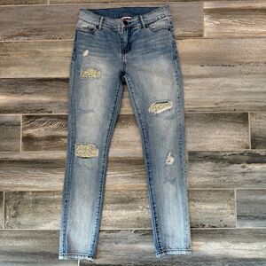 Juicy Couture Rhinestone Embellished Skinny Jeans Faded Wash Size 2